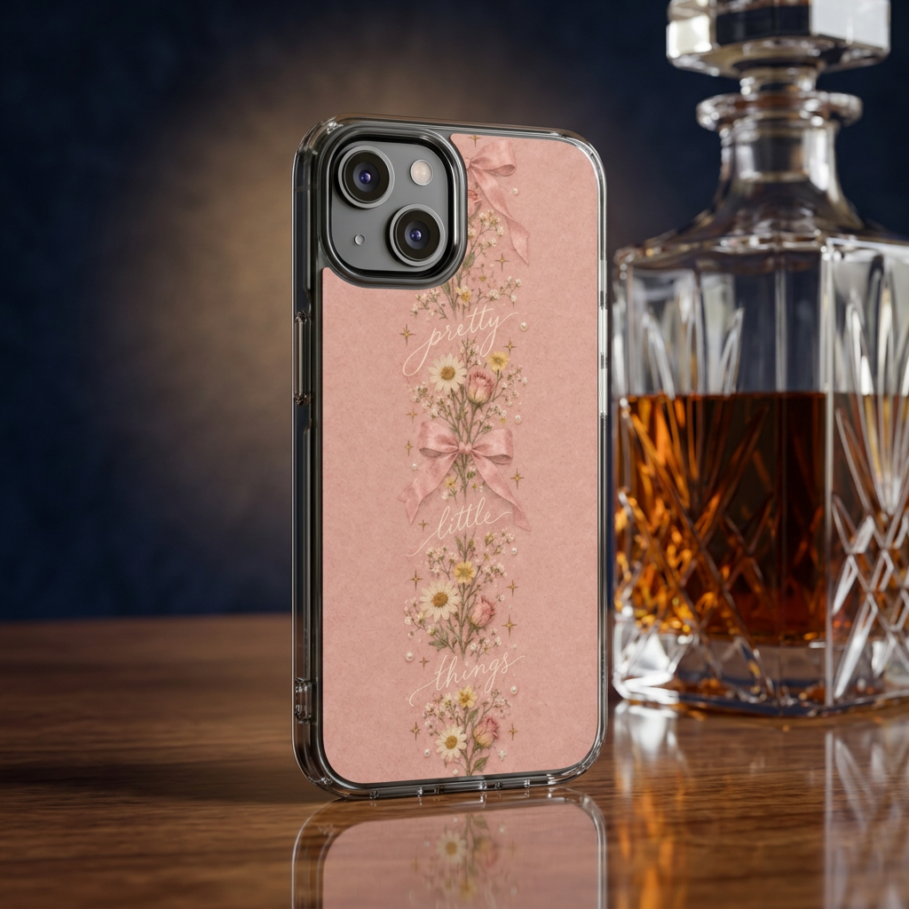 Pink Floral Clear Magnetic Phone Case — “Pretty Little Things” Vintage Daisies