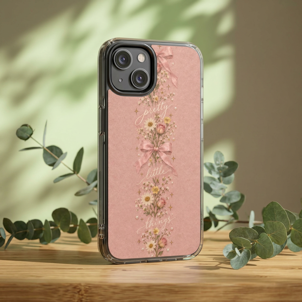Pink Floral Clear Magnetic Phone Case — “Pretty Little Things” Vintage Daisies