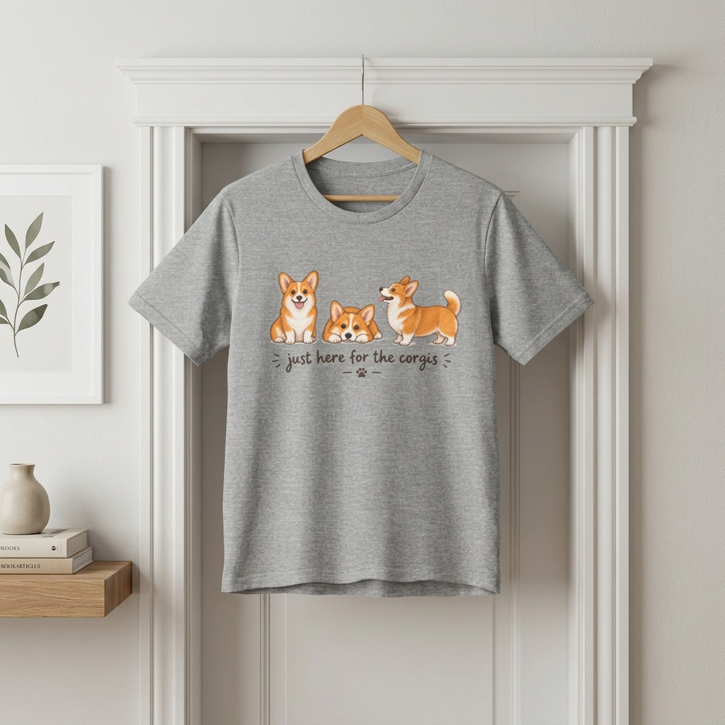 Corgi T-Shirt – "Just Here for the Corgis" Cute Dog Tee