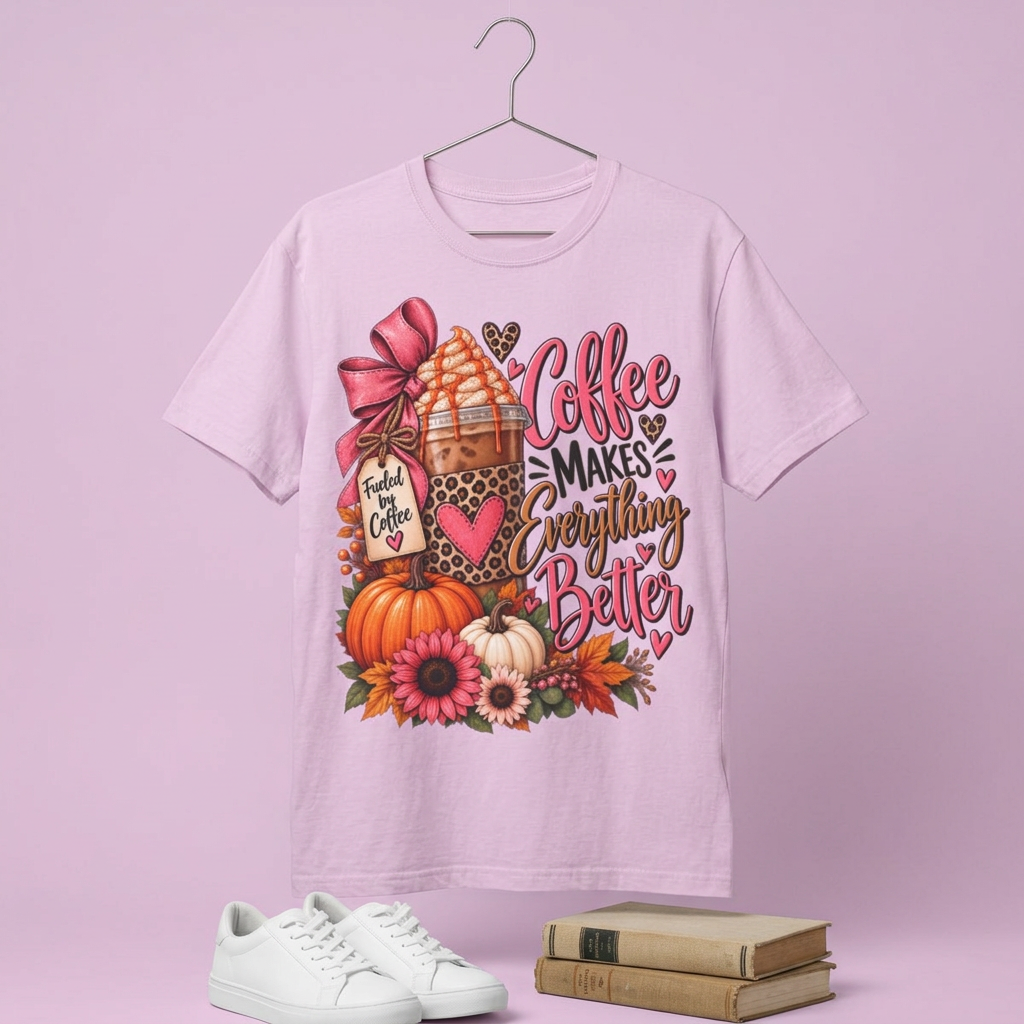 Coffee Makes Everything Better T-Shirt — Fall Pumpkin Spice Coffee Graphic Tee