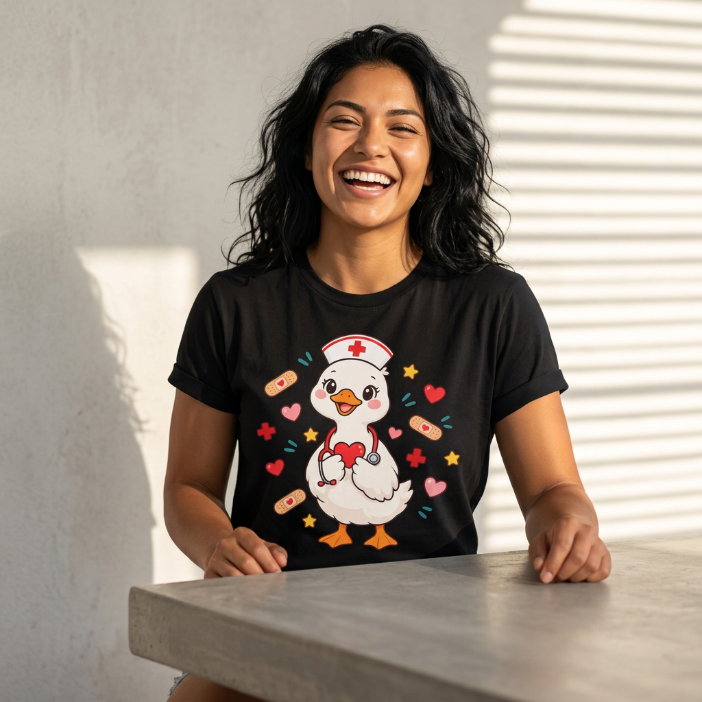 Nurse Duck Heart T-Shirt — Cute Nursing Gift