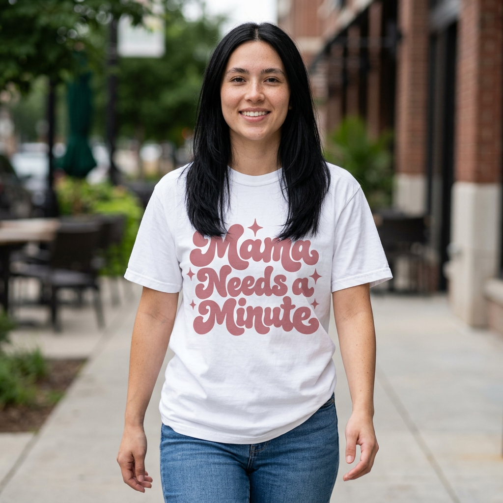 Mama Needs a Minute T-Shirt — Retro Mom Graphic Tee