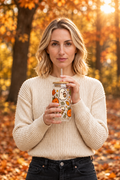 16oz Engraved Sipper Glass — Fall Pumpkin & Ghost Pattern