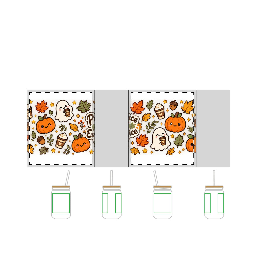 16oz Engraved Sipper Glass — Fall Pumpkin & Ghost Pattern