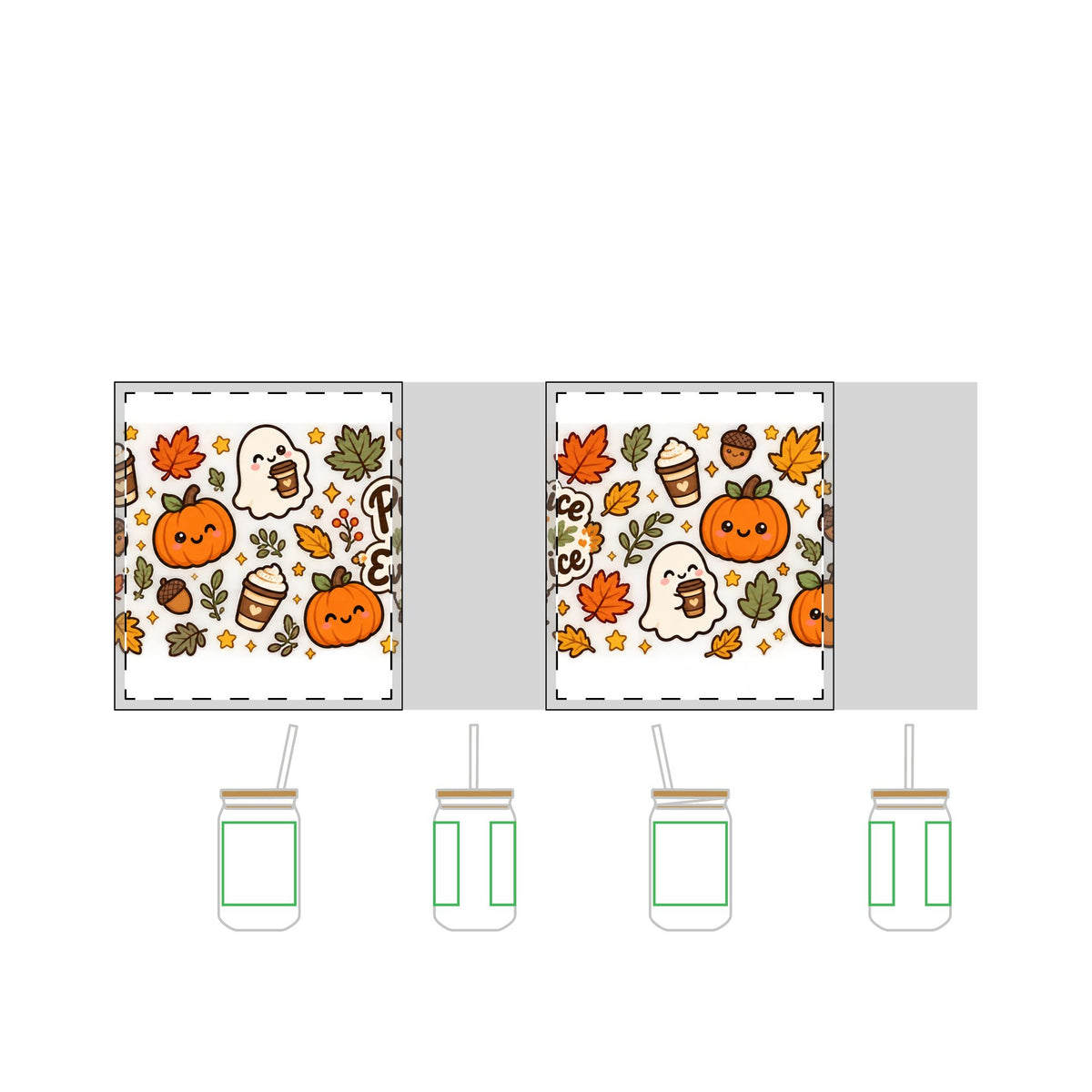 16oz Engraved Sipper Glass — Fall Pumpkin & Ghost Pattern