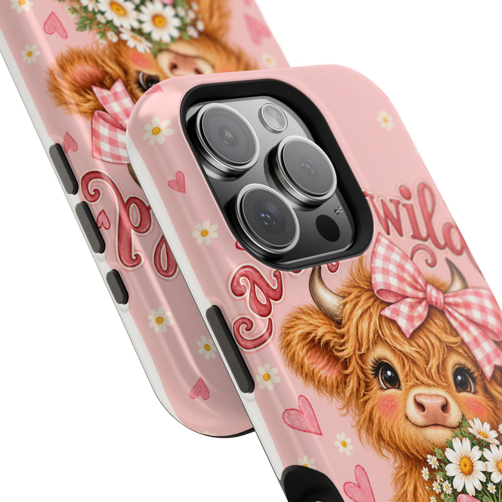 Cute Highland Cow Phone Case — "A Little Wild, A Lot of Sweet" Magnetic Impact-Resistant Case
