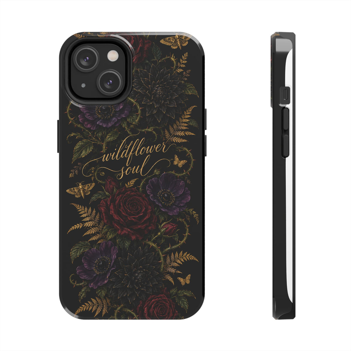 Tough Phone Case — 'Wildflower Soul' Dark Floral Protective Phone Cover