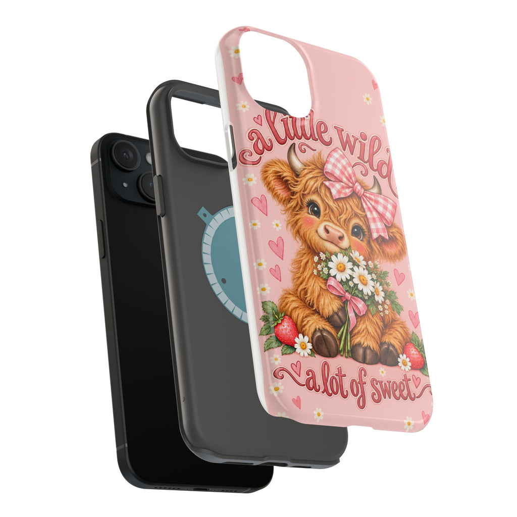 Cute Highland Cow Phone Case — "A Little Wild, A Lot of Sweet" Magnetic Impact-Resistant Case