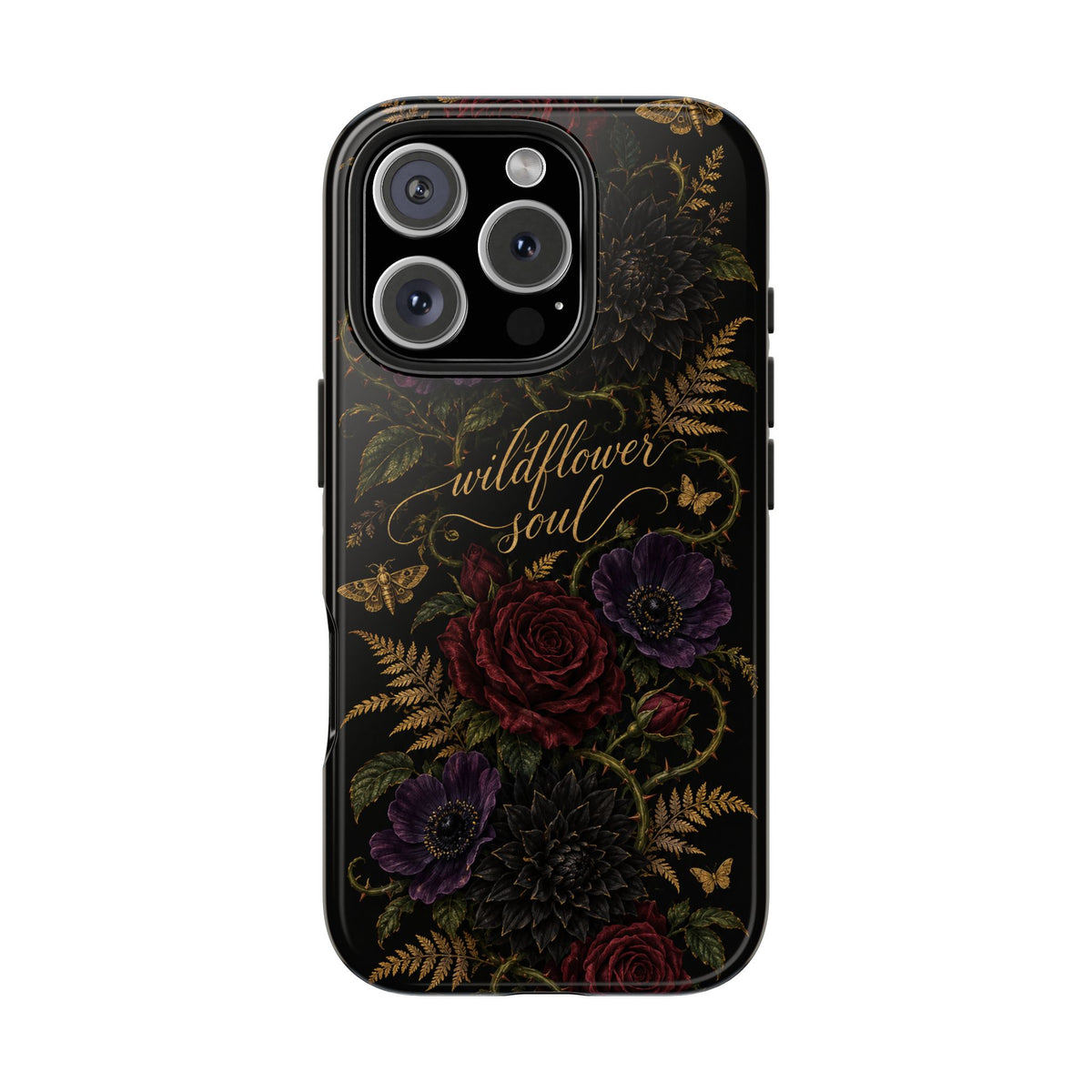 Tough Phone Case — 'Wildflower Soul' Dark Floral Protective Phone Cover