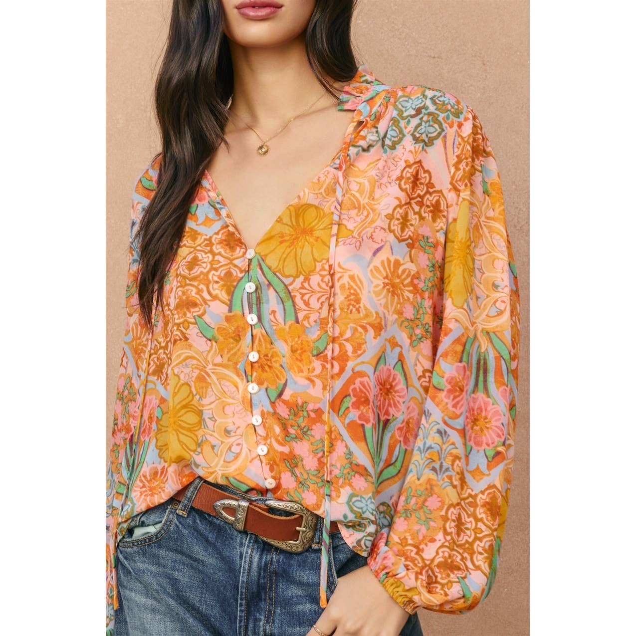 Sevenfold Balloon Shirring Blouse
