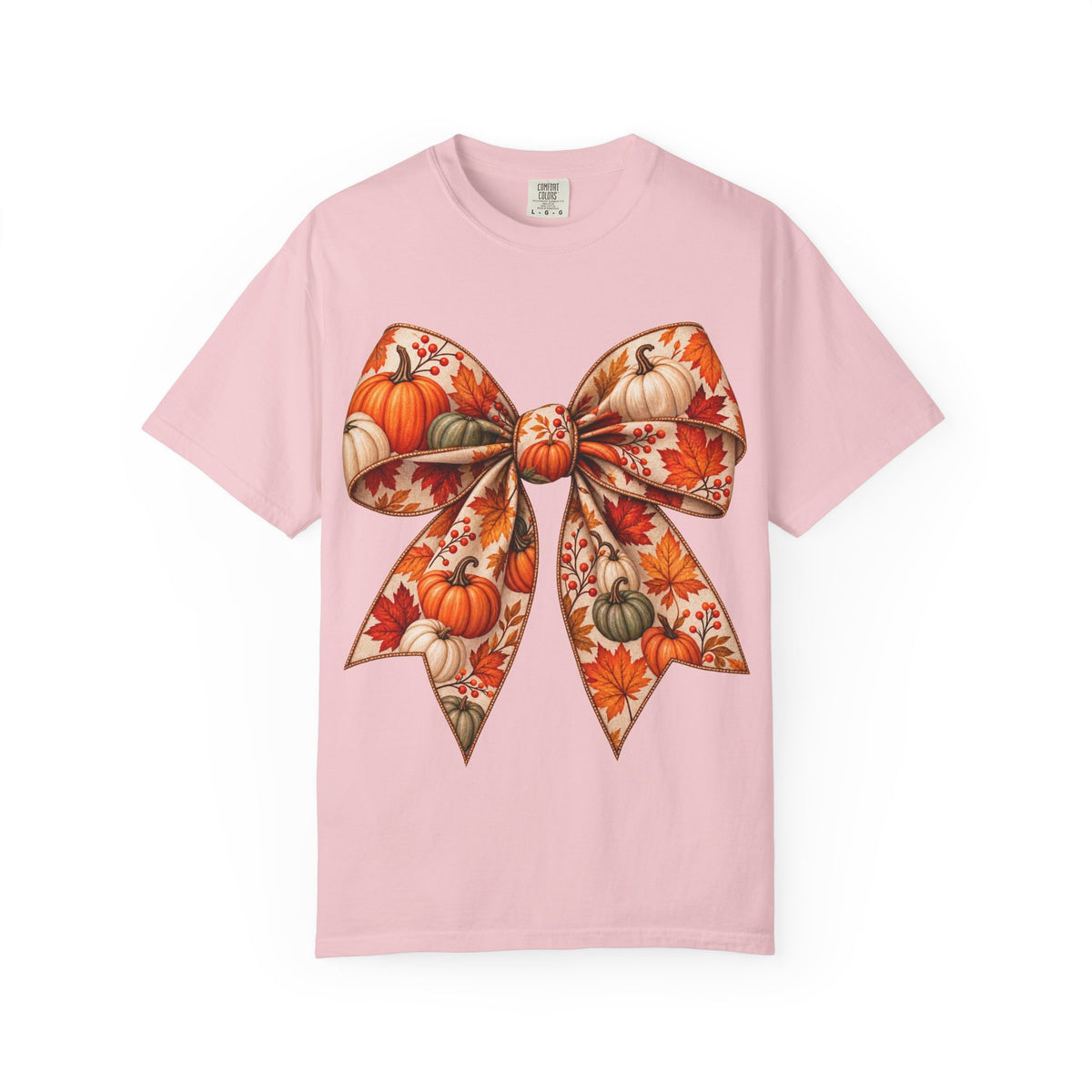 Autumn Pumpkin Bow T-Shirt — Fall Floral Pumpkin Graphic Tee