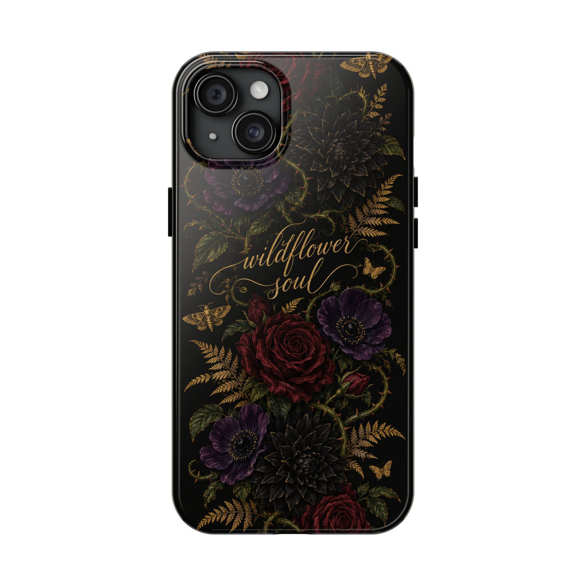 Tough Phone Case — 'Wildflower Soul' Dark Floral Protective Phone Cover