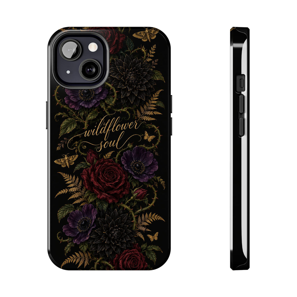 Tough Phone Case — 'Wildflower Soul' Dark Floral Protective Phone Cover