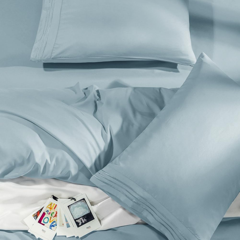 SONORO KATE Bed Sheet Set Super Soft Microfiber 1800 Series Luxury Egyptian Sheets Fit 18-24 Inch Deep Pocket Mattress Wrinkle-6 Piece (Sage, Queen)