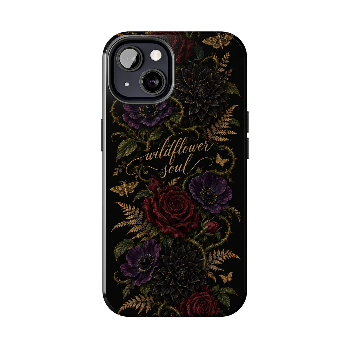 Tough Phone Case — 'Wildflower Soul' Dark Floral Protective Phone Cover