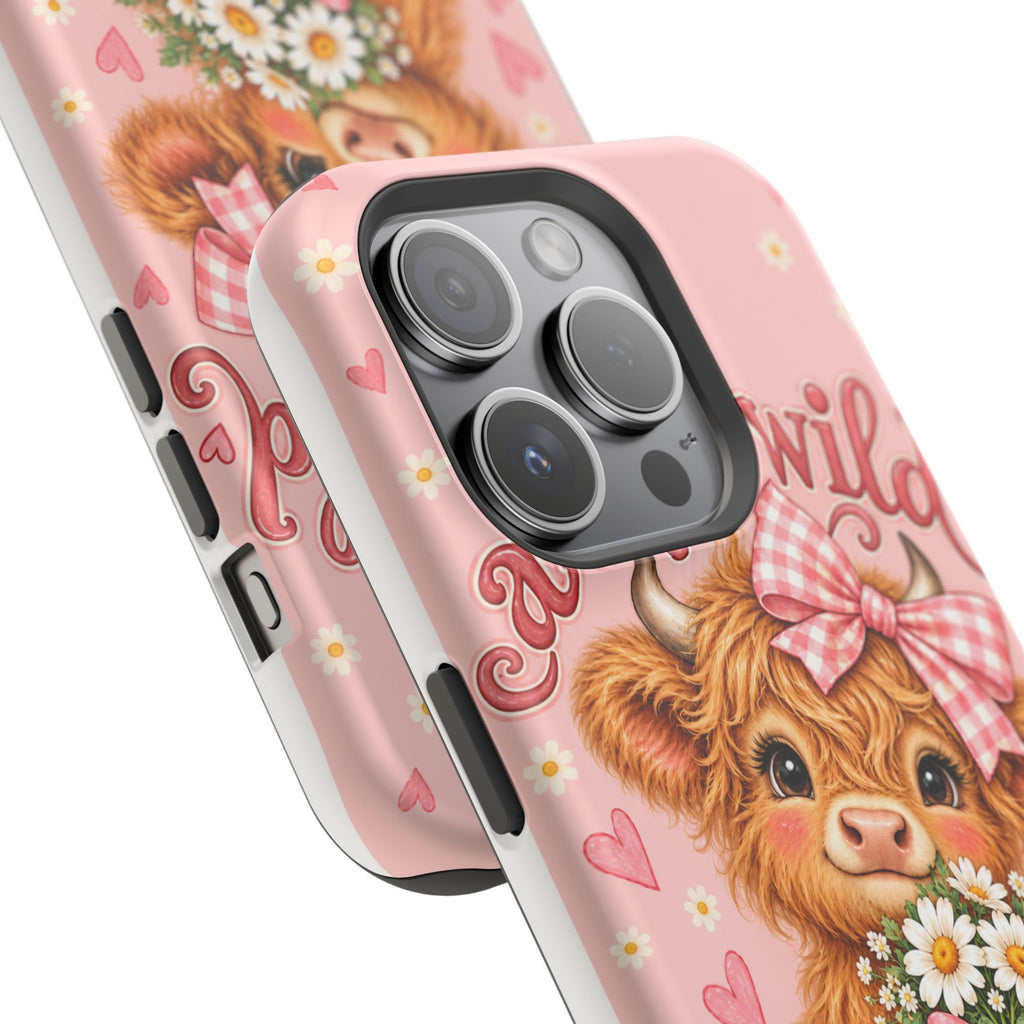 Cute Highland Cow Phone Case — "A Little Wild, A Lot of Sweet" Magnetic Impact-Resistant Case