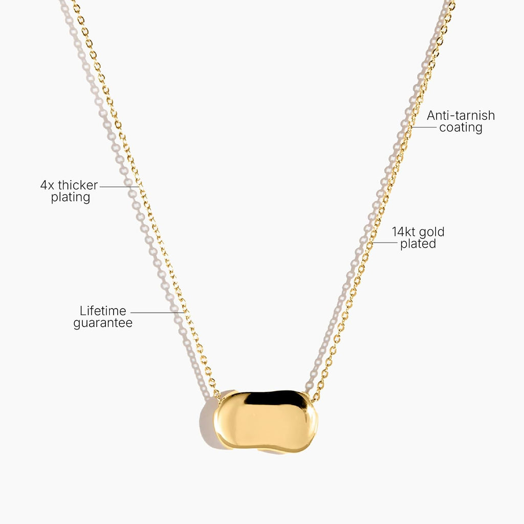Electric Picks Dakota Necklace for Women, 14k Gold Plated Organic Charm Pendant Necklace, 18" Adjustable Layering Chain, Minimalist Everyday Jewelry Gift