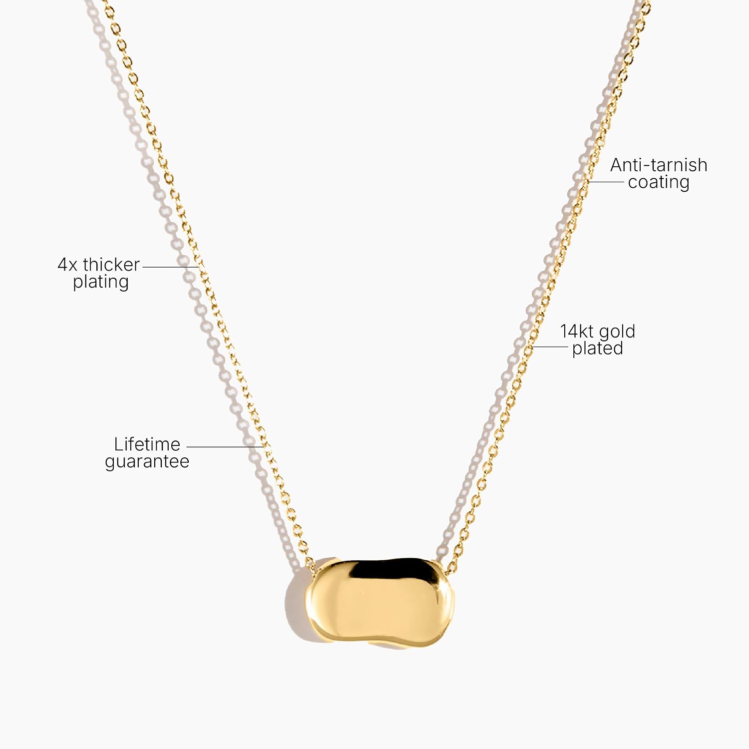 Electric Picks Dakota Necklace for Women, 14k Gold Plated Organic Charm Pendant Necklace, 18" Adjustable Layering Chain, Minimalist Everyday Jewelry Gift