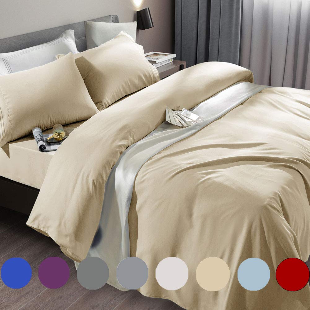 SONORO KATE Bed Sheet Set Super Soft Microfiber 1800 Series Luxury Egyptian Sheets Fit 18-24 Inch Deep Pocket Mattress Wrinkle-6 Piece (Sage, Queen)