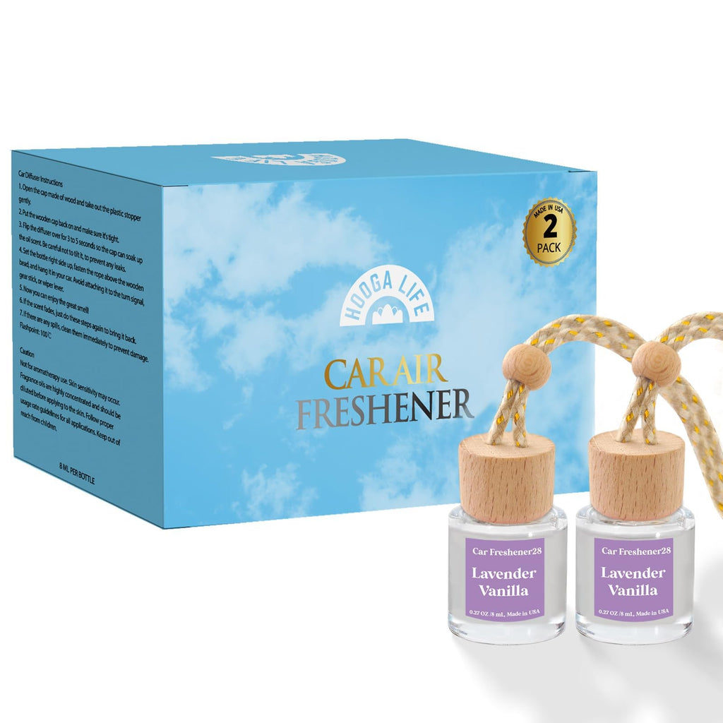 HoogaLife Car Air Freshener Diffuser 2 Pack Hanging Air Freshener Diffuser - Vanilla Cream Fragrance Oil Air D iffuser for Car, 45+ days Long Lasting Fragrance Made in USA C ar Air Fresheners (V54)