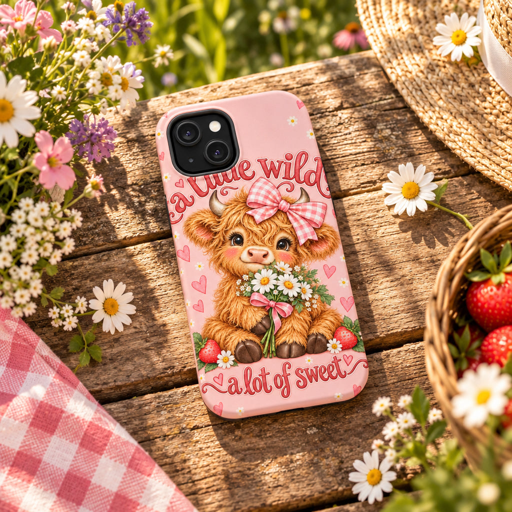 Cute Highland Cow Phone Case — "A Little Wild, A Lot of Sweet" Magnetic Impact-Resistant Case