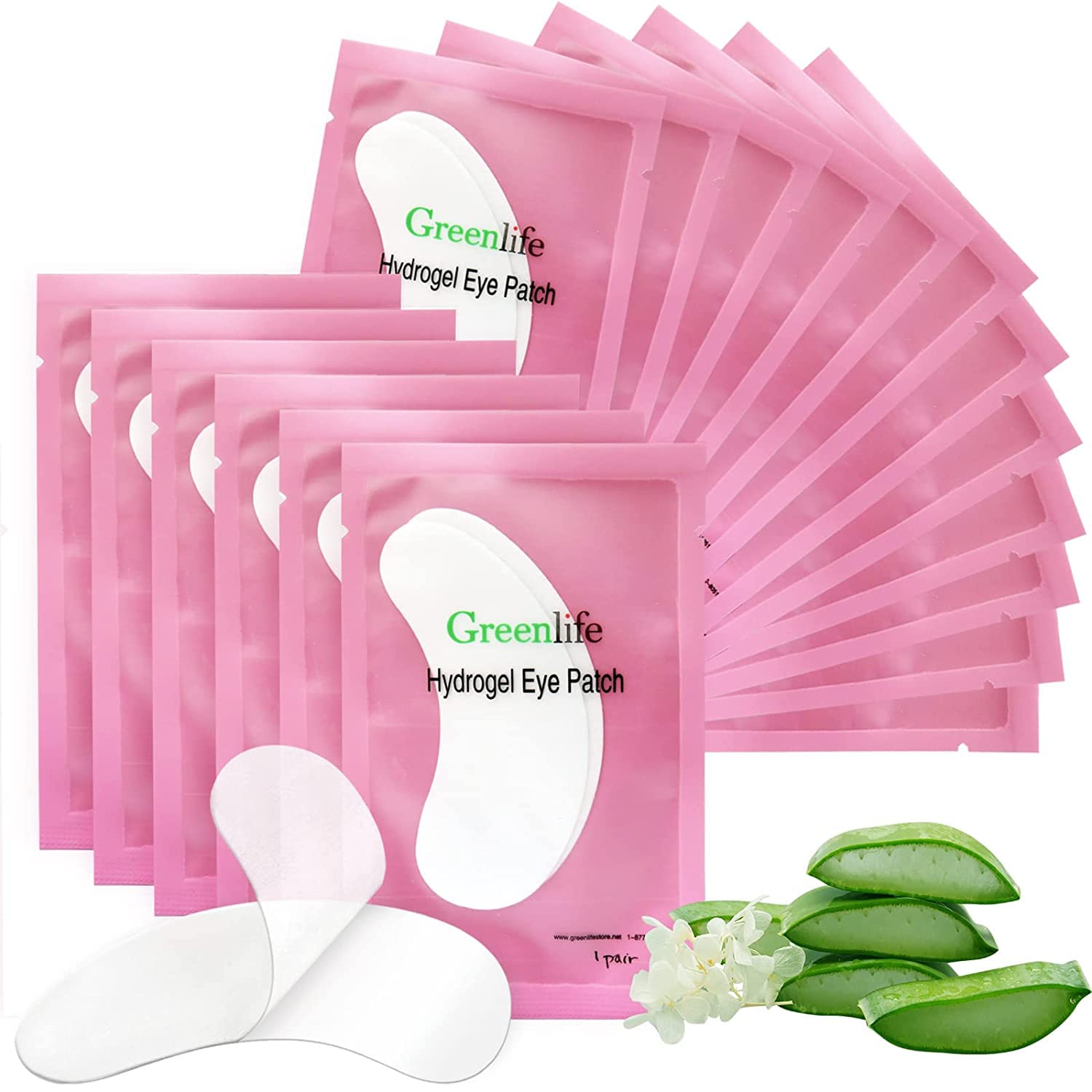 GreenLife Natural Hydrogel Eye Gel Pads – 100 Pairs | Collagen & Aloe Vera Under Eye Patches
