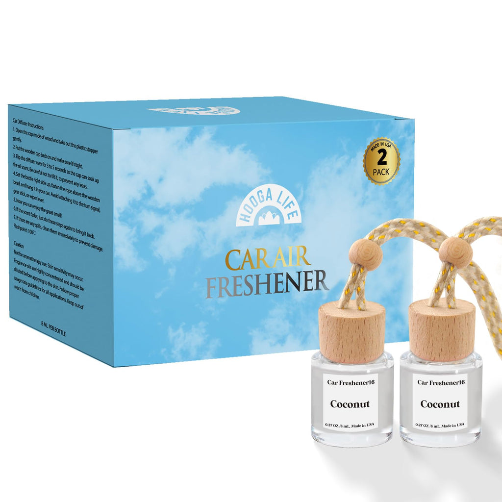 HoogaLife Car Air Freshener Diffuser 2 Pack Hanging Air Freshener Diffuser - Vanilla Cream Fragrance Oil Air D iffuser for Car, 45+ days Long Lasting Fragrance Made in USA C ar Air Fresheners (V54)