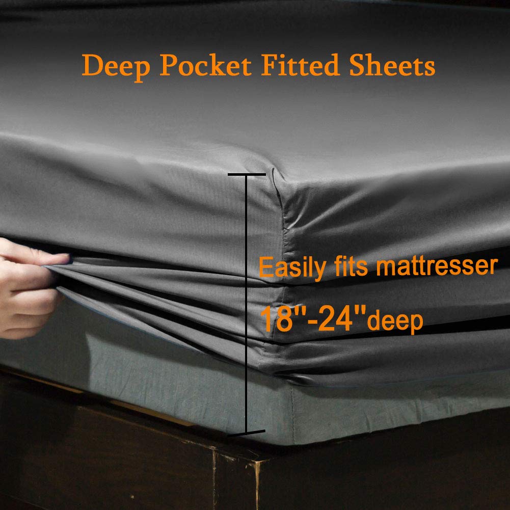 SONORO KATE Bed Sheet Set Super Soft Microfiber 1800 Series Luxury Egyptian Sheets Fit 18-24 Inch Deep Pocket Mattress Wrinkle-6 Piece (Sage, Queen)