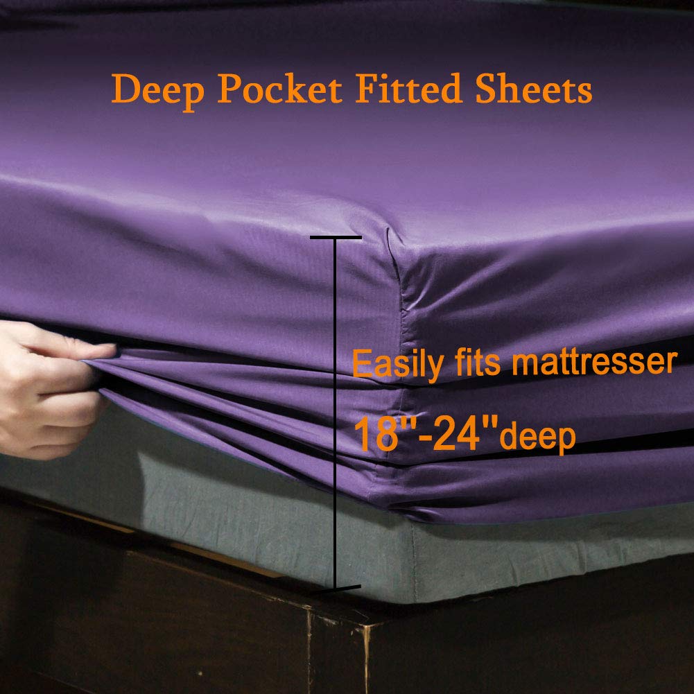 SONORO KATE Bed Sheet Set Super Soft Microfiber 1800 Series Luxury Egyptian Sheets Fit 18-24 Inch Deep Pocket Mattress Wrinkle-6 Piece (Sage, Queen)