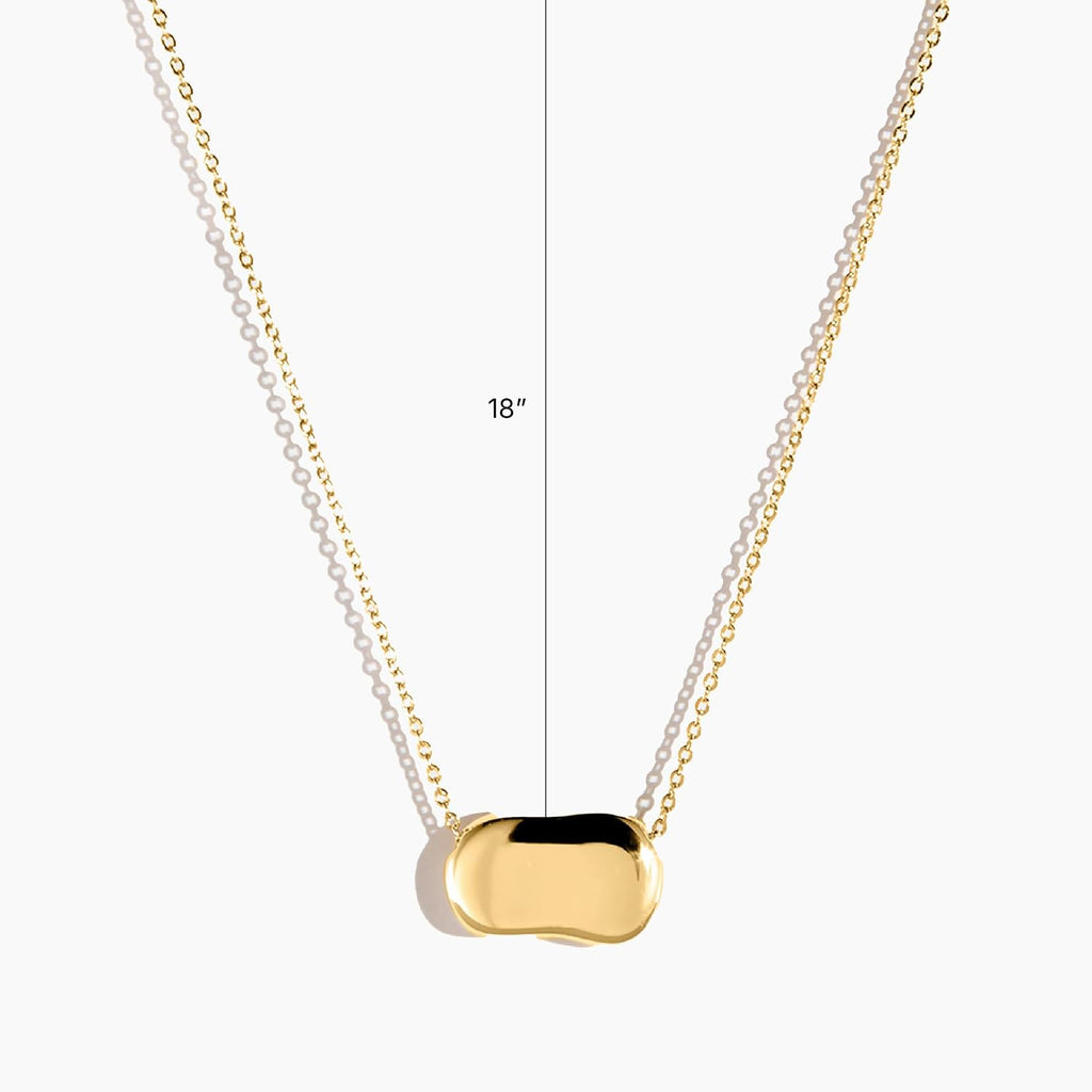 Electric Picks Dakota Necklace for Women, 14k Gold Plated Organic Charm Pendant Necklace, 18" Adjustable Layering Chain, Minimalist Everyday Jewelry Gift