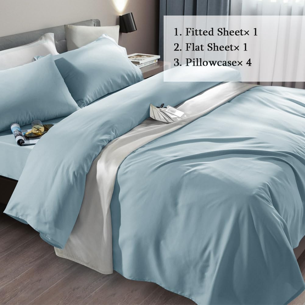 SONORO KATE Bed Sheet Set Super Soft Microfiber 1800 Series Luxury Egyptian Sheets Fit 18-24 Inch Deep Pocket Mattress Wrinkle-6 Piece (Sage, Queen)