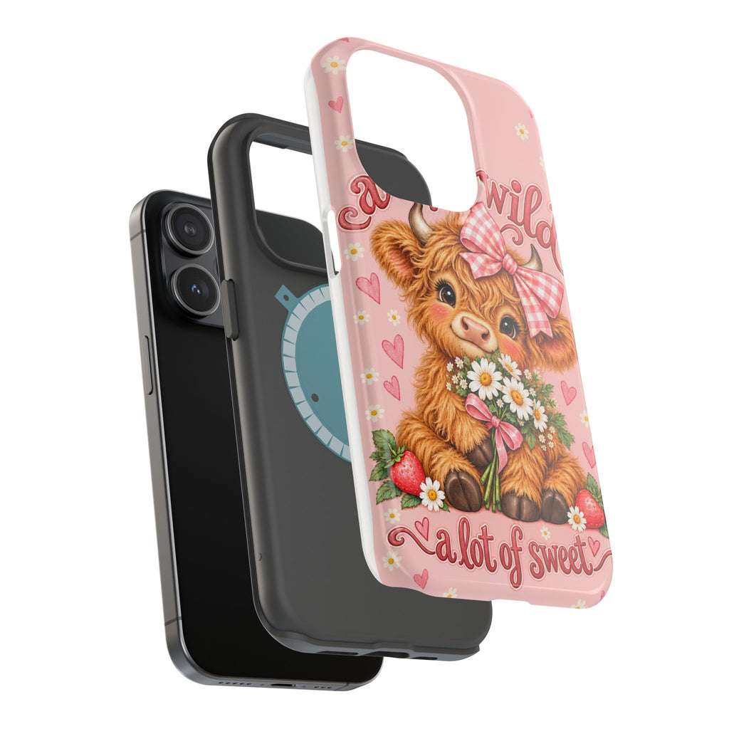 Cute Highland Cow Phone Case — "A Little Wild, A Lot of Sweet" Magnetic Impact-Resistant Case