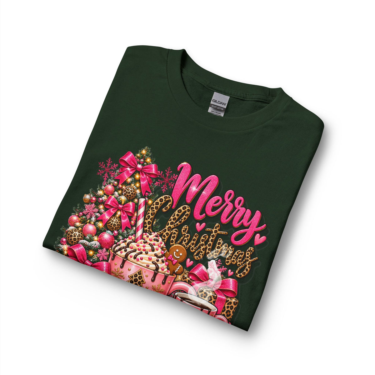Merry Christmas Pink Leopard Holiday Long Sleeve T-Shirt