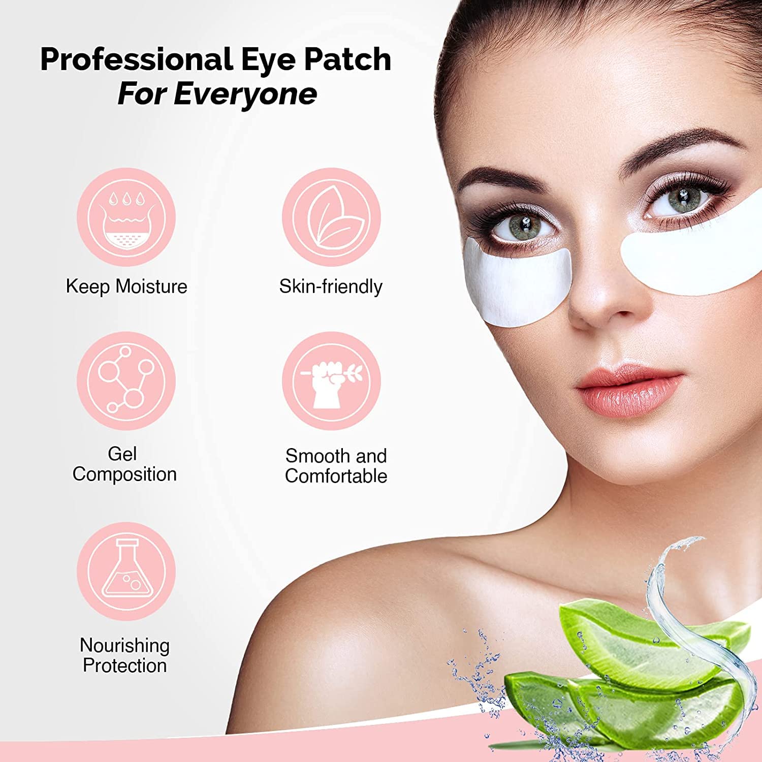 GreenLife Natural Hydrogel Eye Gel Pads – 100 Pairs | Collagen & Aloe Vera Under Eye Patches