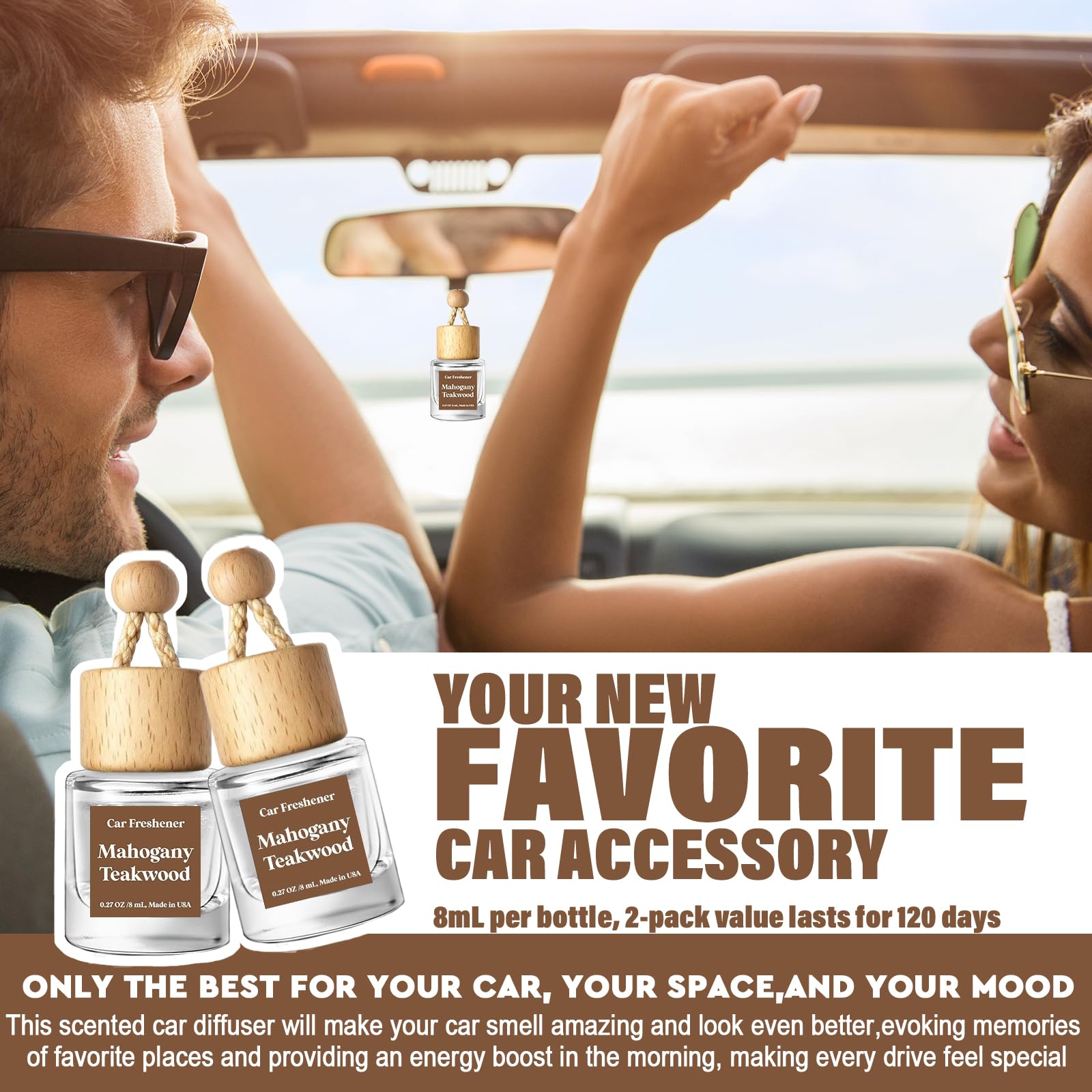 HoogaLife Car Air Freshener Diffuser 2 Pack Hanging Air Freshener Diffuser - Vanilla Cream Fragrance Oil Air D iffuser for Car, 45+ days Long Lasting Fragrance Made in USA C ar Air Fresheners (V54)