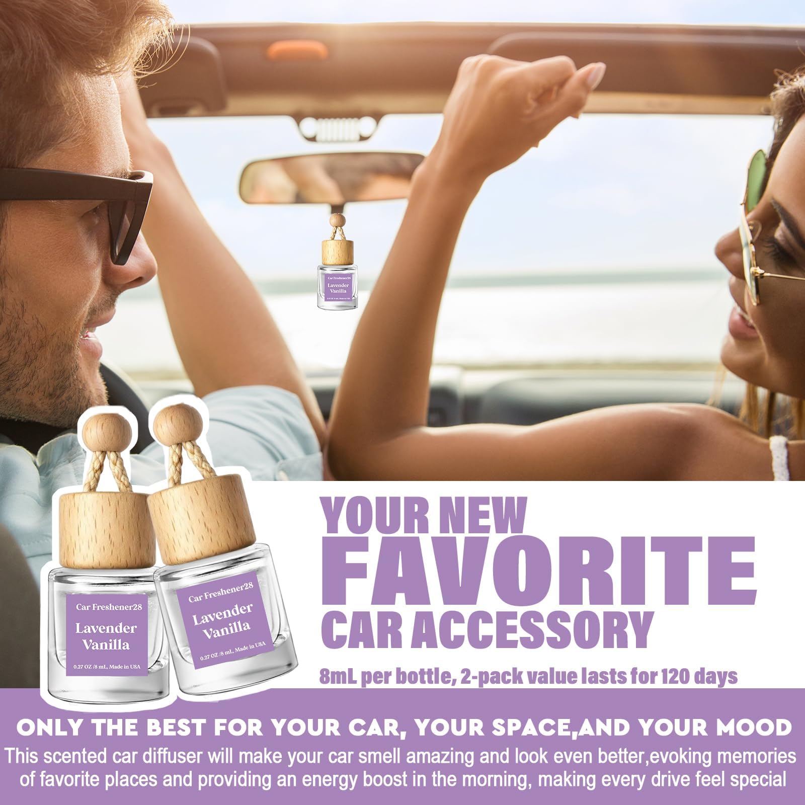 HoogaLife Car Air Freshener Diffuser 2 Pack Hanging Air Freshener Diffuser - Vanilla Cream Fragrance Oil Air D iffuser for Car, 45+ days Long Lasting Fragrance Made in USA C ar Air Fresheners (V54)