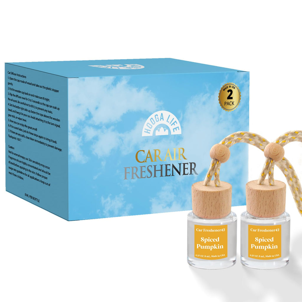 HoogaLife Car Air Freshener Diffuser 2 Pack Hanging Air Freshener Diffuser - Vanilla Cream Fragrance Oil Air D iffuser for Car, 45+ days Long Lasting Fragrance Made in USA C ar Air Fresheners (V54)