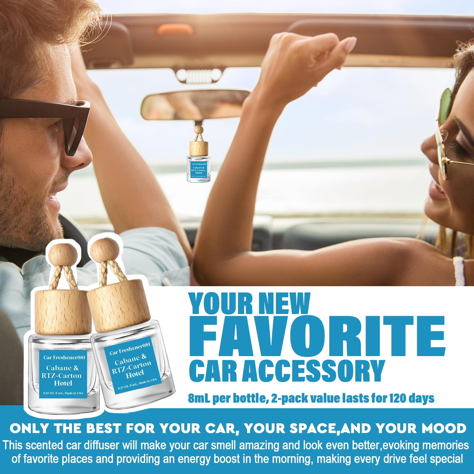 HoogaLife Car Air Freshener Diffuser 2 Pack Hanging Air Freshener Diffuser - Vanilla Cream Fragrance Oil Air D iffuser for Car, 45+ days Long Lasting Fragrance Made in USA C ar Air Fresheners (V54)