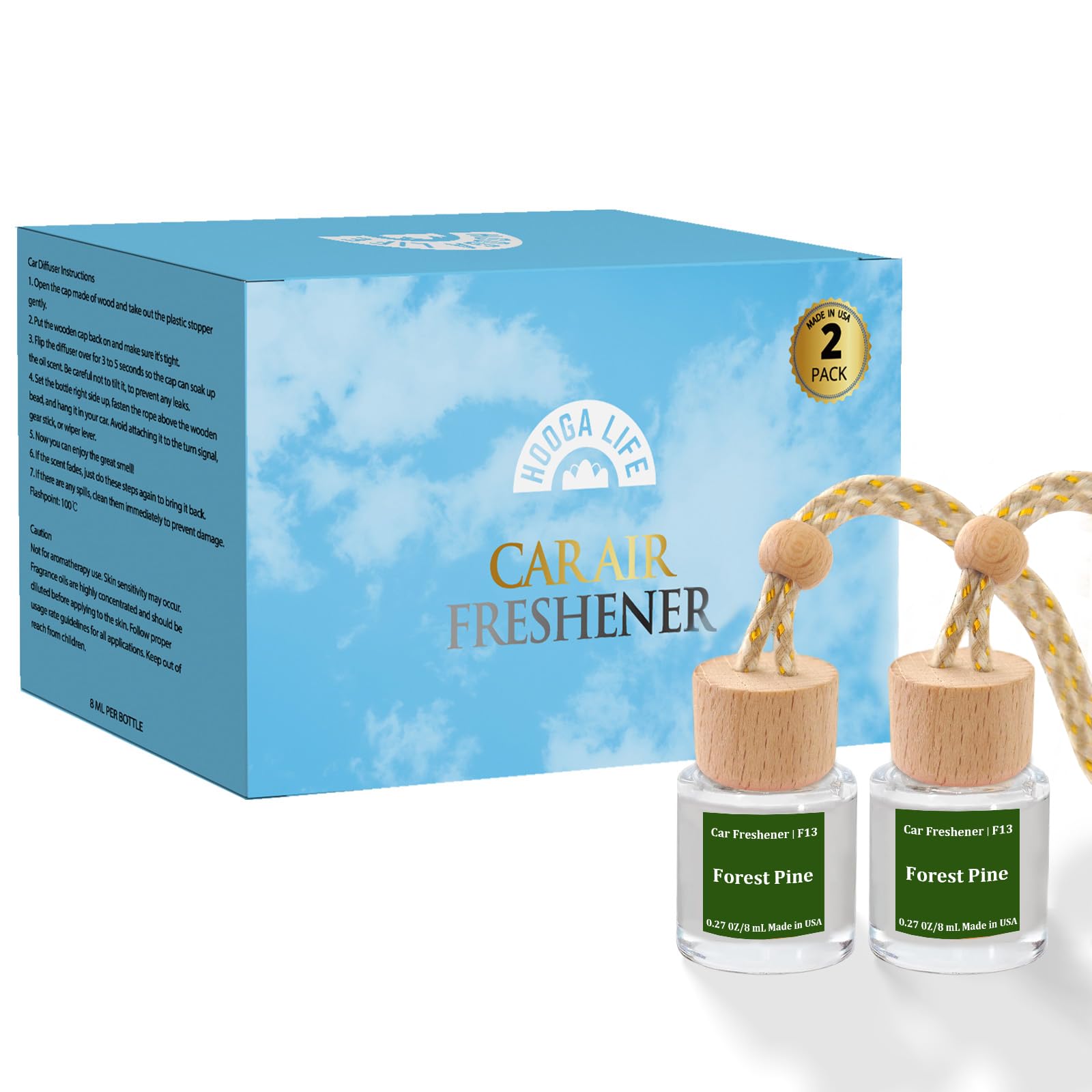 HoogaLife Car Air Freshener Diffuser 2 Pack Hanging Air Freshener Diffuser - Vanilla Cream Fragrance Oil Air D iffuser for Car, 45+ days Long Lasting Fragrance Made in USA C ar Air Fresheners (V54)