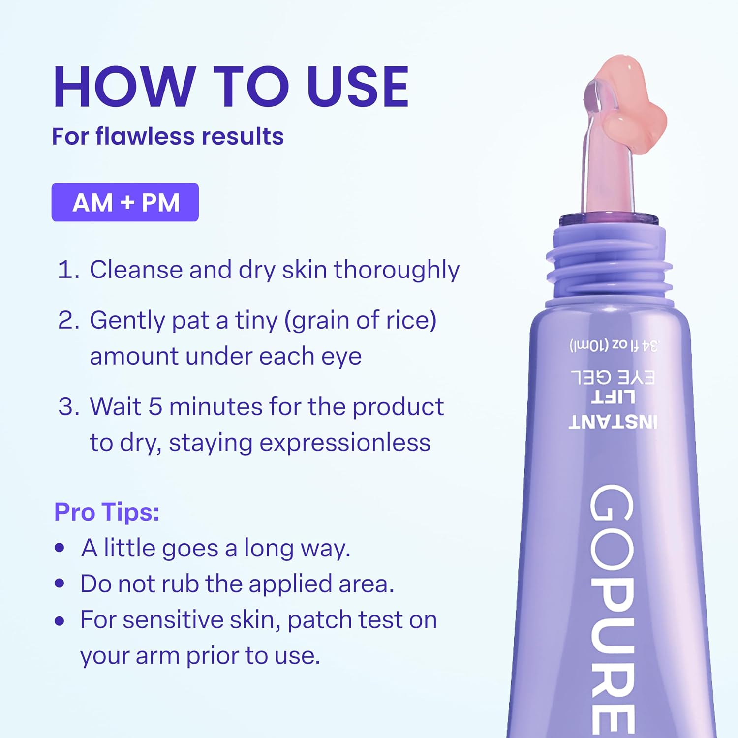 goPure NEW Instant Lift Eye Gel - For the look of Puffiness & Bags, Wrinkles, Fine Lines and Dark Circles, Anti Aging Skin Care for Men & Women with MaxLift3 Biotech Under Eye Brightener