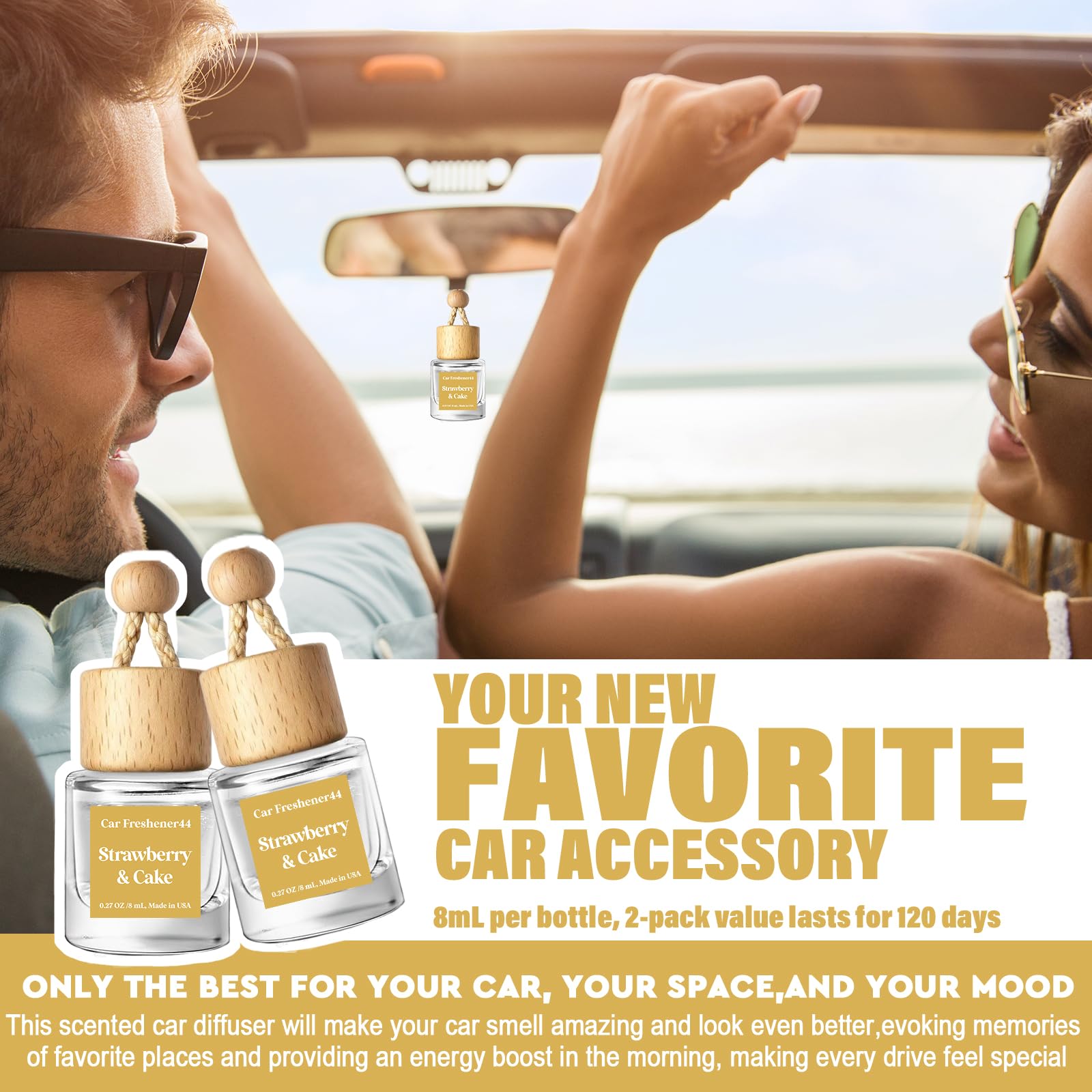 HoogaLife Car Air Freshener Diffuser 2 Pack Hanging Air Freshener Diffuser - Vanilla Cream Fragrance Oil Air D iffuser for Car, 45+ days Long Lasting Fragrance Made in USA C ar Air Fresheners (V54)
