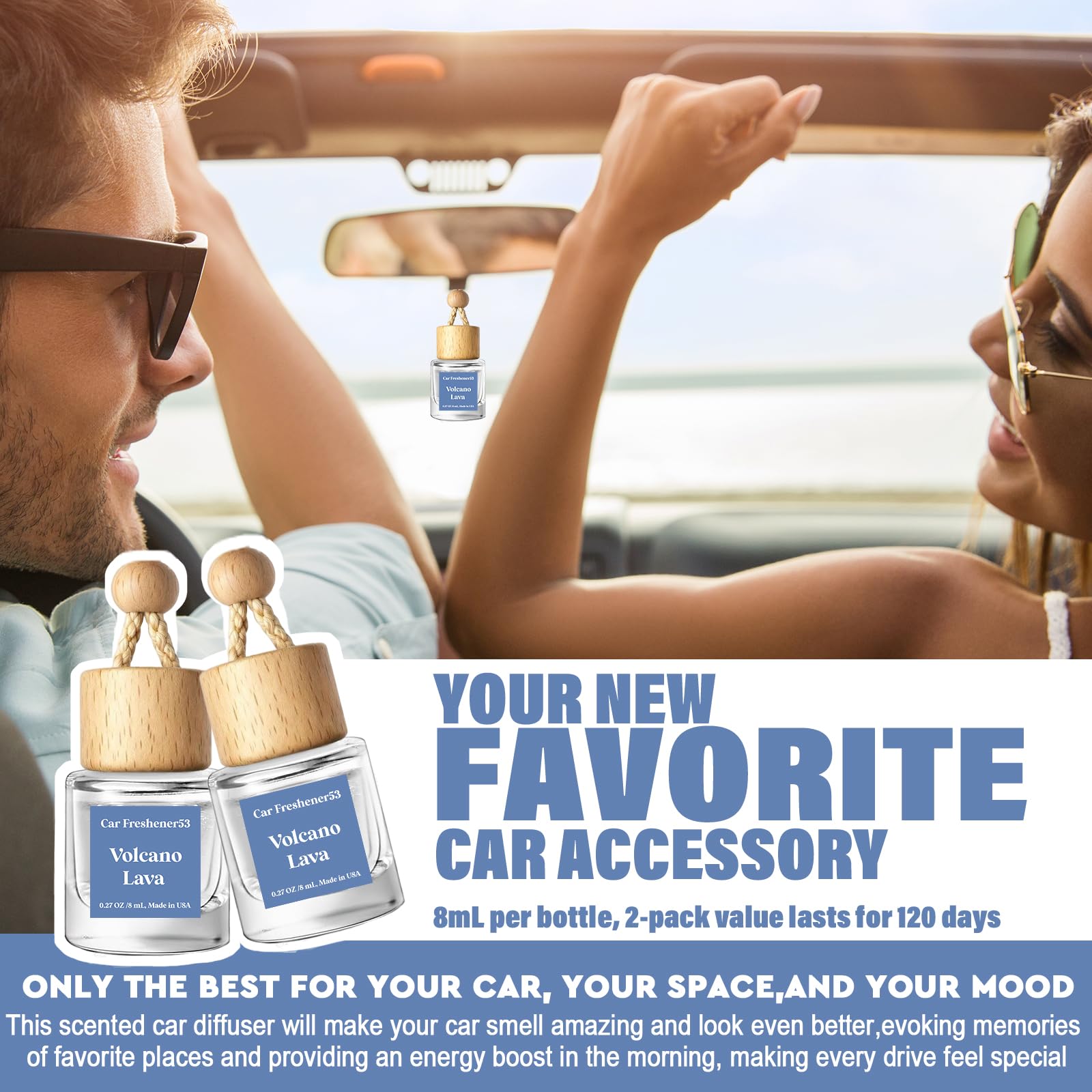 HoogaLife Car Air Freshener Diffuser 2 Pack Hanging Air Freshener Diffuser - Vanilla Cream Fragrance Oil Air D iffuser for Car, 45+ days Long Lasting Fragrance Made in USA C ar Air Fresheners (V54)