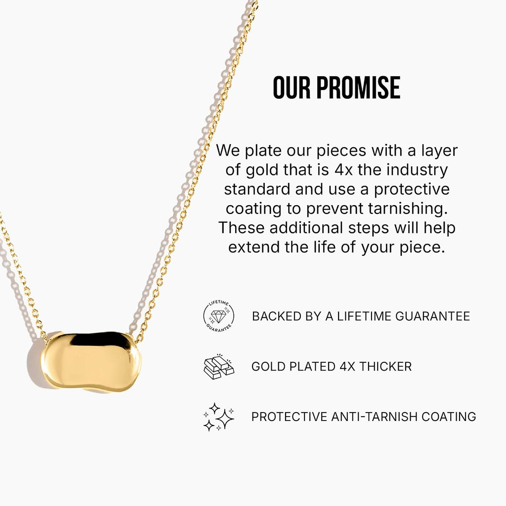 Electric Picks Dakota Necklace for Women, 14k Gold Plated Organic Charm Pendant Necklace, 18" Adjustable Layering Chain, Minimalist Everyday Jewelry Gift