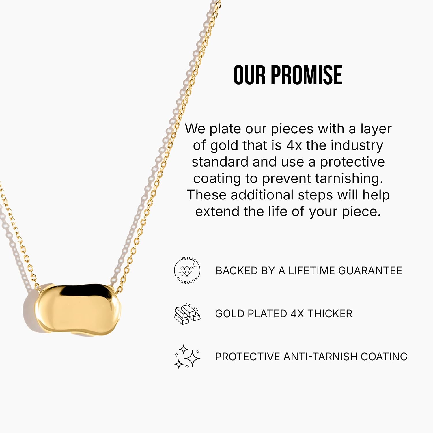 Electric Picks Dakota Necklace for Women, 14k Gold Plated Organic Charm Pendant Necklace, 18" Adjustable Layering Chain, Minimalist Everyday Jewelry Gift