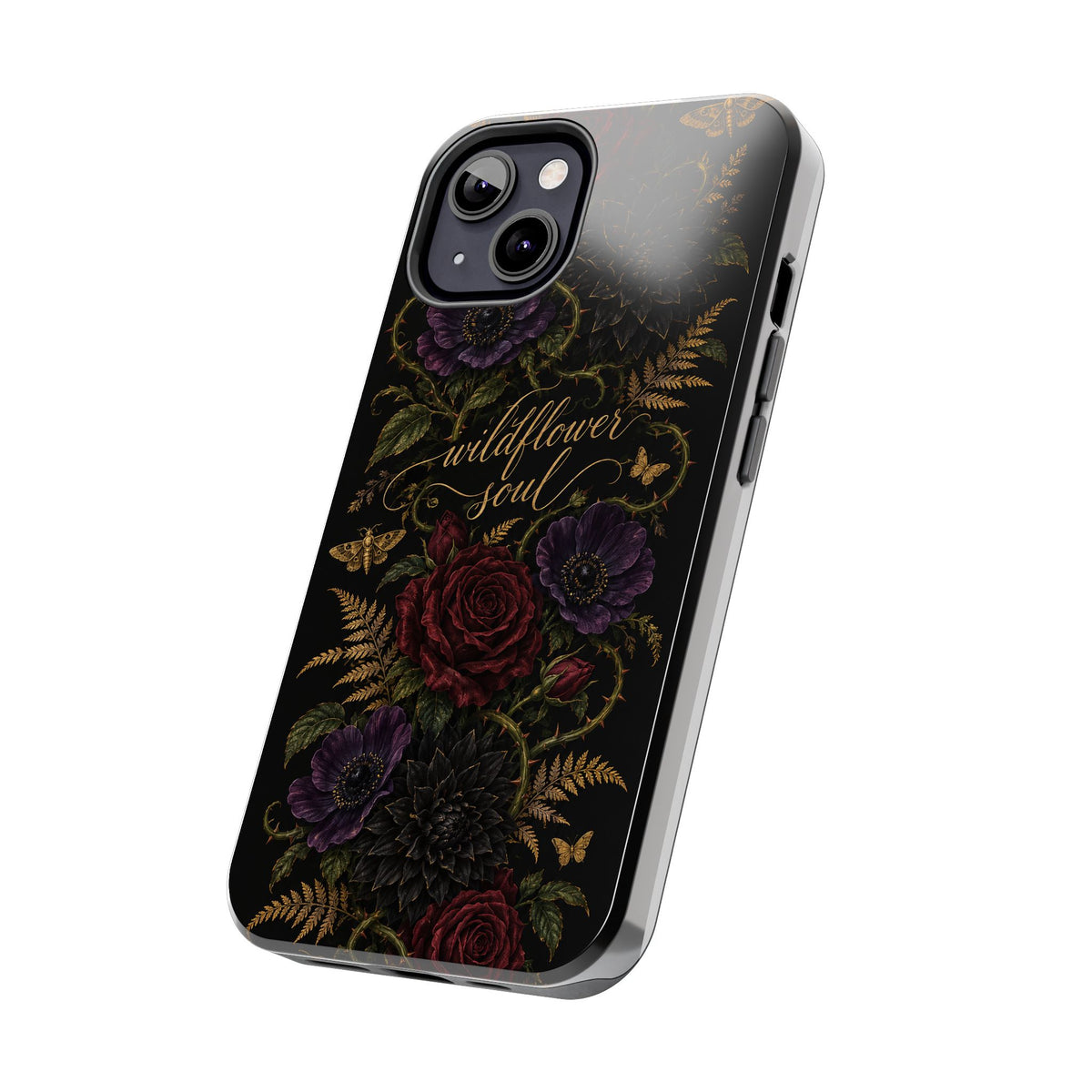 Tough Phone Case — 'Wildflower Soul' Dark Floral Protective Phone Cover