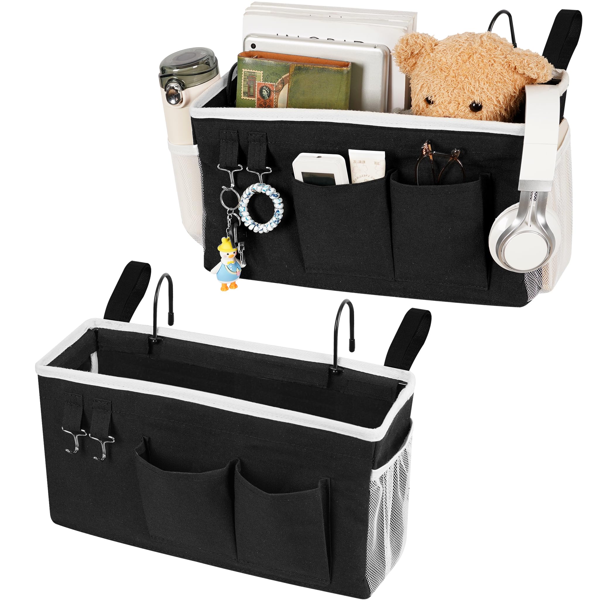 Loghot Bedside Caddy/Bedside Storage Bag Hanging Organizer for Bunk and Hospital Beds,Dorm Rooms Bed Rails,Can be Placed Glasses,Books,Mobile Phones,Keys (Light Pink)