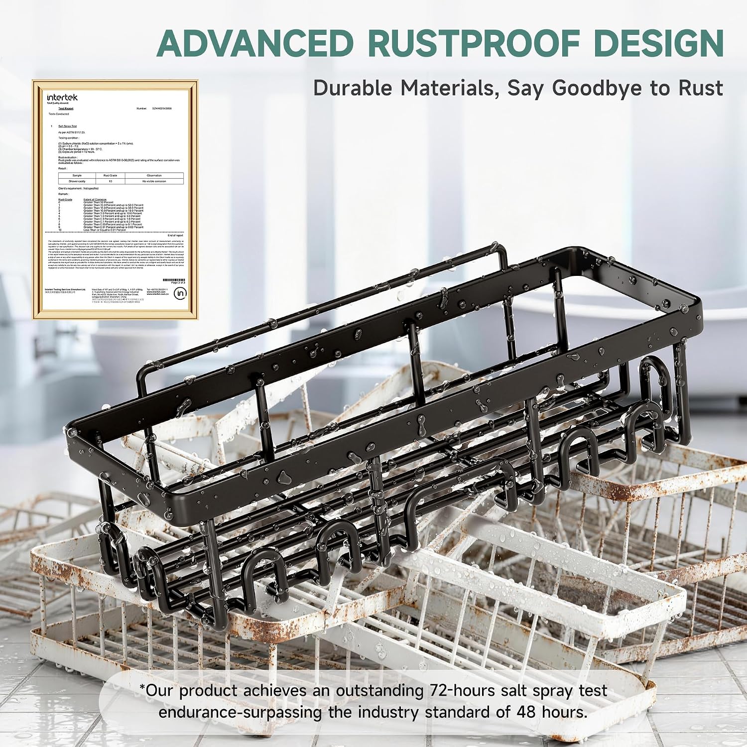 Veken Shower Caddy 6-Pack, Advanced Rustproof Design, No Drilling Adhesive Shelves, Rack with Soap Holder, Large Capacity Bathroom Organizers and Storage, Wall-Mounted Kitchen & Home Decor