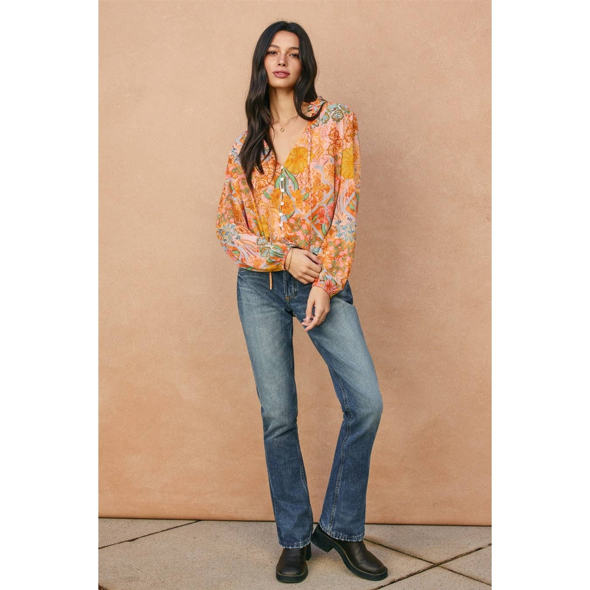 Sevenfold Balloon Shirring Blouse