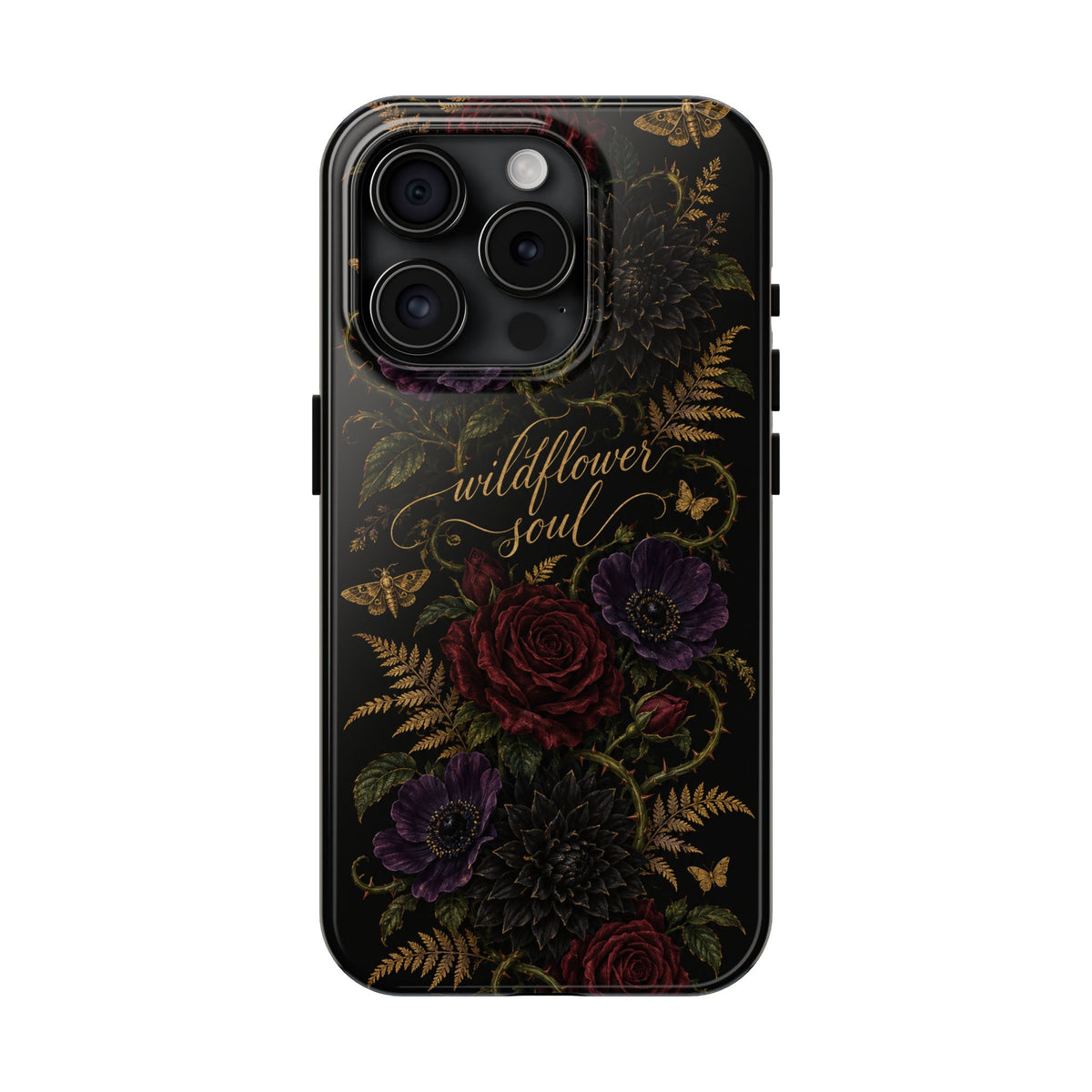 Tough Phone Case — 'Wildflower Soul' Dark Floral Protective Phone Cover