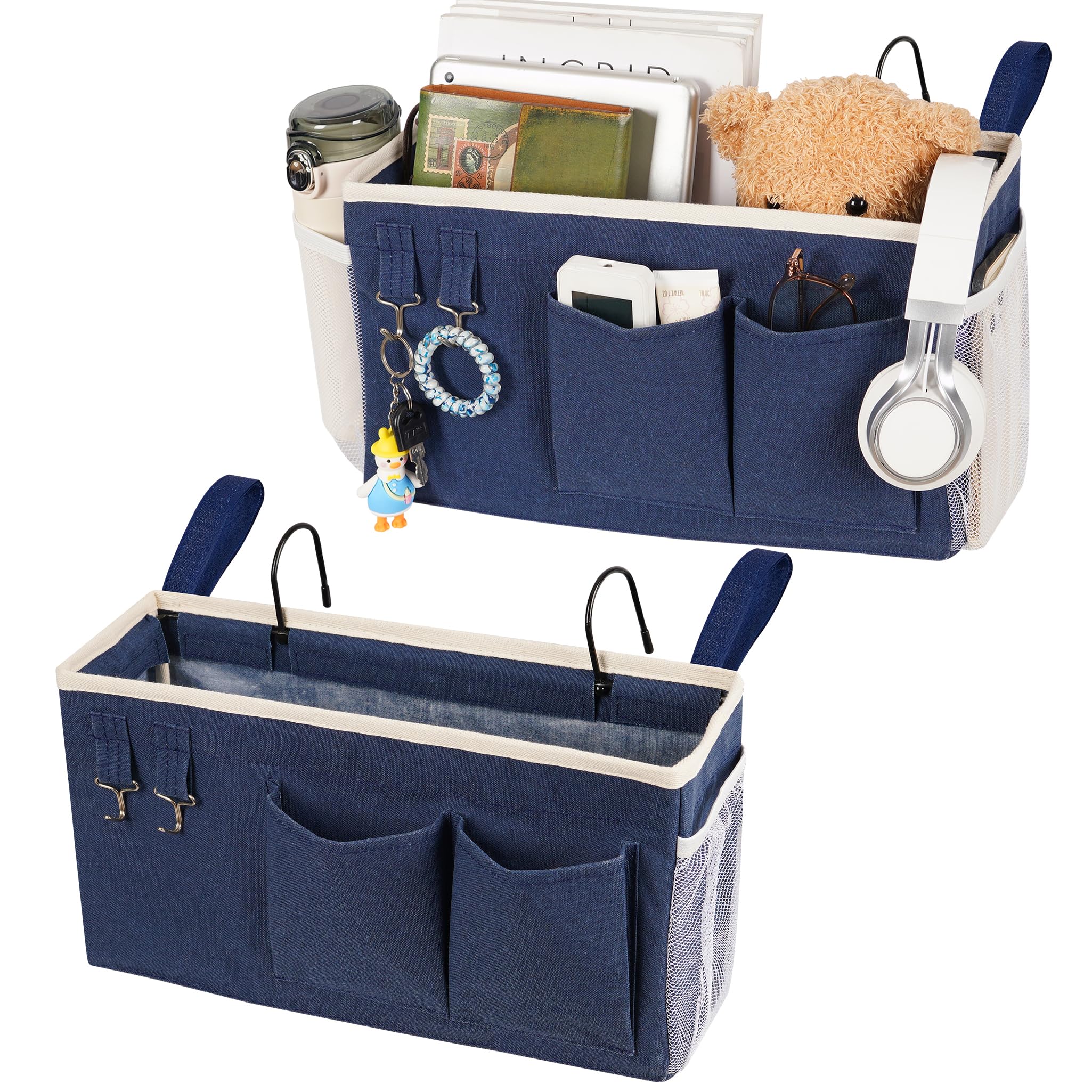 Loghot Bedside Caddy/Bedside Storage Bag Hanging Organizer for Bunk and Hospital Beds,Dorm Rooms Bed Rails,Can be Placed Glasses,Books,Mobile Phones,Keys (Light Pink)
